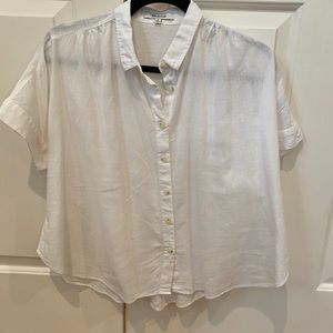 Madewell white linen boxy button up